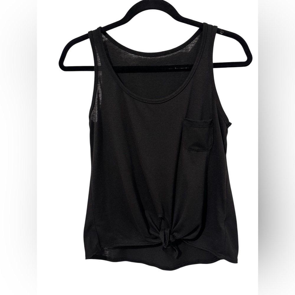 Rebellious One - Black Sleeveless Tank Top With Front Tie